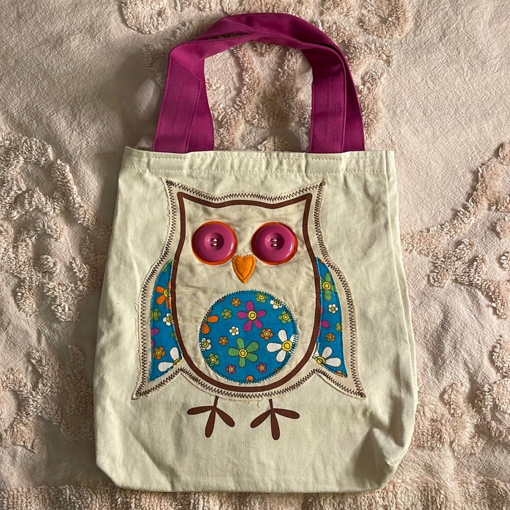Stitched Crafty Owl Tote Bag